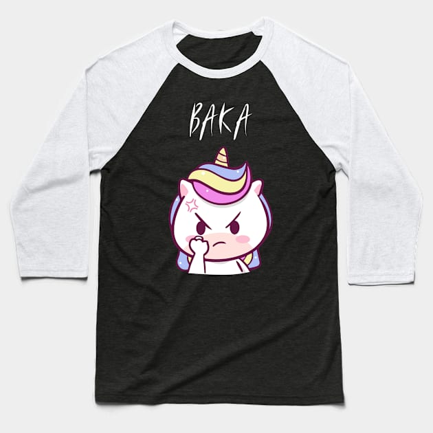 Funny Anime Baka Purple Kawaii Unicorn - Style 01 Baseball T-Shirt by Art Deck